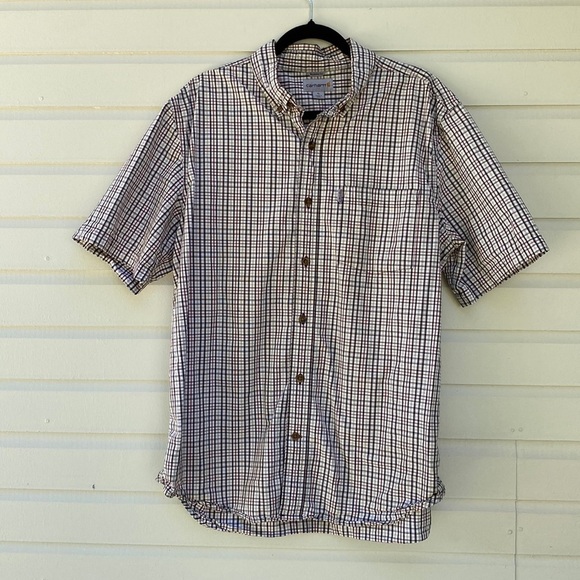 Carhartt Men's Relaxed Fit Lightweight Short Sleeve Plaid Shirt - Picture 1 of 8
